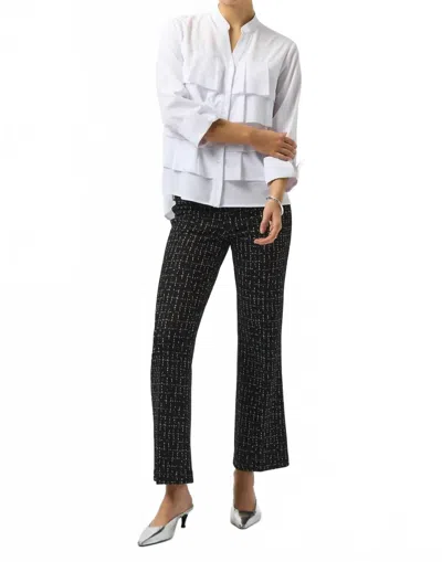 Joseph Ribkoff Checkered Print Pull On Flared Pants In Black/off-white