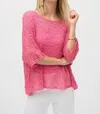 Joseph Ribkoff Chenille Sweater Knit Open Stitch Two-piece Set In Bubble Gum In Multi