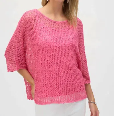JOSEPH RIBKOFF CHENILLE SWEATER KNIT OPEN STITCH TWO-PIECE SET IN BUBBLE GUM