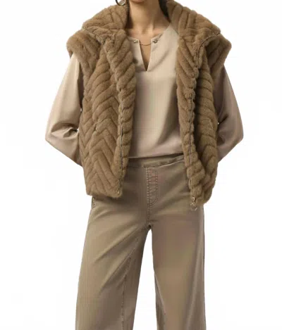 Joseph Ribkoff Chevron Faux Fur Vest In Mink In Gray