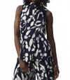 Joseph Ribkoff Chic Abstract Sleeveless Top In Midnight/beige In Blue