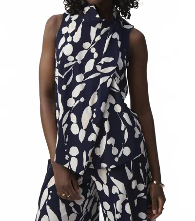 Joseph Ribkoff Chic Abstract Sleeveless Top In Midnight/beige In Blue