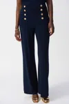 Joseph Ribkoff Chic Button-detail Wide Leg Pants In Midnight Blue
