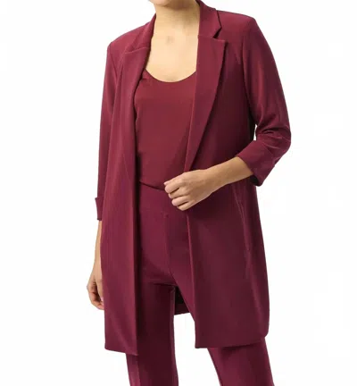Joseph Ribkoff Chic Long Blazer In Merlot In Burgundy