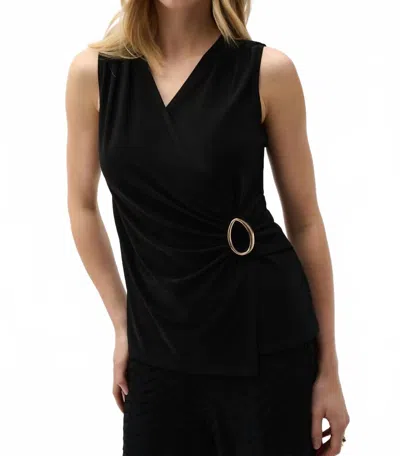 Joseph Ribkoff Chic Sleeveless V-neck Pullover Top In Midnight In Black