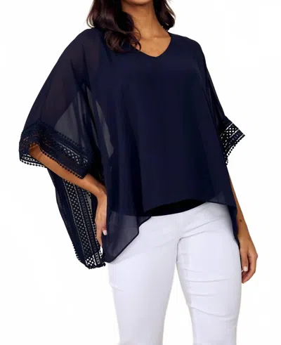 Joseph Ribkoff Chiffon And Silky Knit Poncho Top In Midnight Blue