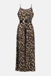 Joseph Ribkoff Chiffon Animal Print Wide Leg Jumpsuit In Black