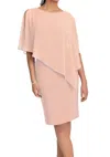 Joseph Ribkoff Chiffon Cape Diamante Trim Dress In 3647 - Rose