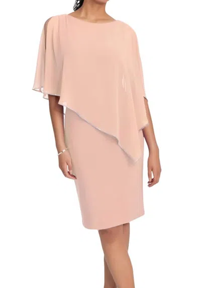 Joseph Ribkoff Chiffon Cape Diamante Trim Dress In 3647 - Rose