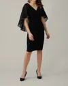 Joseph Ribkoff Chiffon Cape Dress In Black