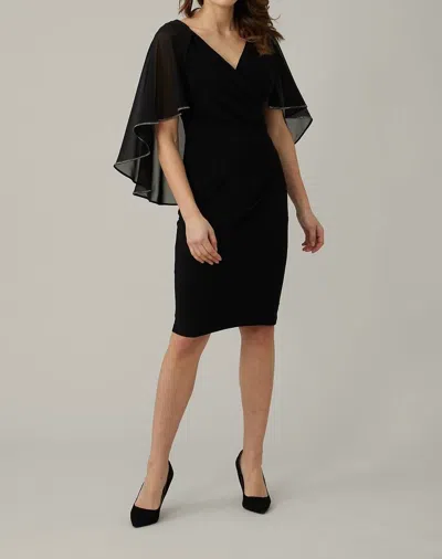 Joseph Ribkoff Chiffon Cape Dress In Black