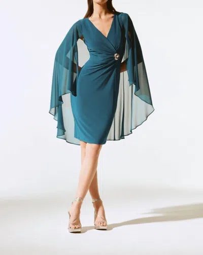 Joseph Ribkoff Chiffon Cape V-neck Sheath Dress In Twilight