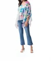 Joseph Ribkoff Chiffon Floral Print Poncho Top In Off-white/multi In Multi