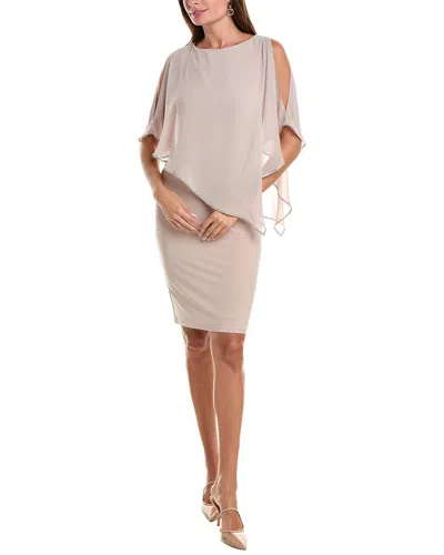 Joseph Ribkoff Chiffon Overlay Mini Dress In Beige