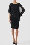 Joseph Ribkoff Chiffon Overlay Mini Dress In Black In Black