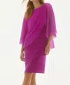 Joseph Ribkoff Chiffon Overlay Textured Dress In Purple Orchid In Multi