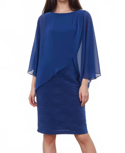 Joseph Ribkoff Chiffon Overlay Textured Sheath Dress In Royal Sapphire In Blue