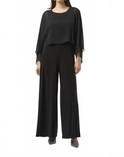 Joseph Ribkoff Chiffon Overlay Wide Leg Jumpsuit In Black