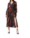 Joseph Ribkoff Pleated Wrap Midi Dress In Black Multi In Black