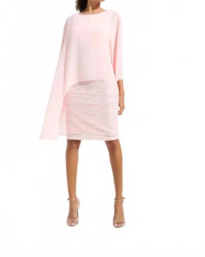 Joseph Ribkoff Chiffon Poncho Overlay Sheath Dress In Petal Pink