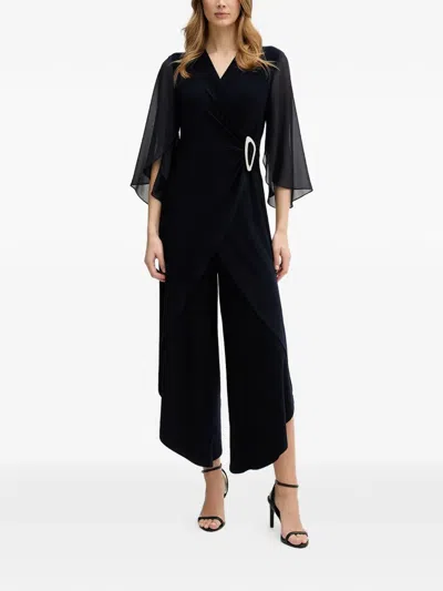 Joseph Ribkoff Chiffon-sleeve Embellished Jumpsuit In Black