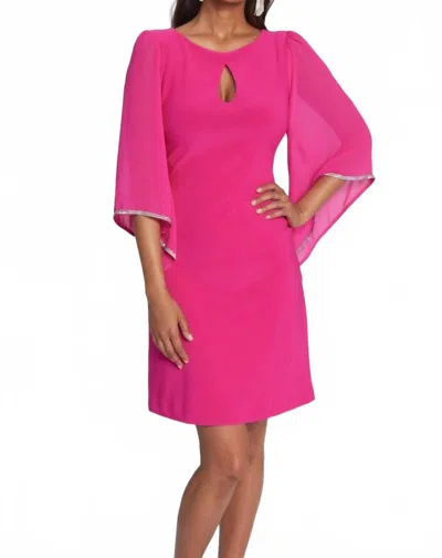Joseph Ribkoff Chiffon Sleeve Mini Dress In Shocking Pink