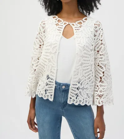 Joseph Ribkoff Clarissa Crochet Sweater Knit Cover-up In Vanilla In White