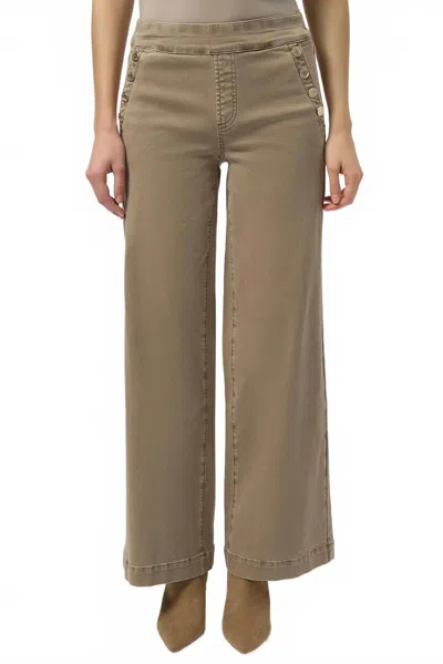 Joseph Ribkoff Classic Wide Leg Pull-on Jeans In Beige In Brown