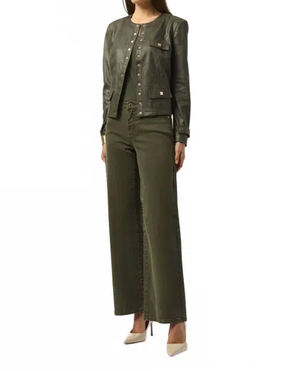 Joseph Ribkoff Classic Wide-leg Stretch Denim Jeans In Olive In Green