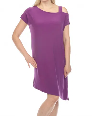 Joseph Ribkoff Cold-shoulder Asymmetric Shift Dress In Majesty In Purple