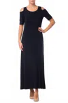 Joseph Ribkoff Cold-shoulder Maxi Dress In Midnight Blue In Blue