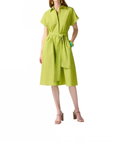 Joseph Ribkoff Collared Short Sleeve Fit & Flare Shirt Dress In Key Lime
