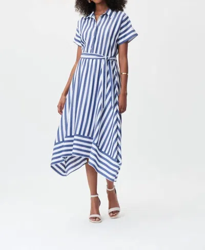 Joseph Ribkoff Collared Striped Dress In Blue/white
