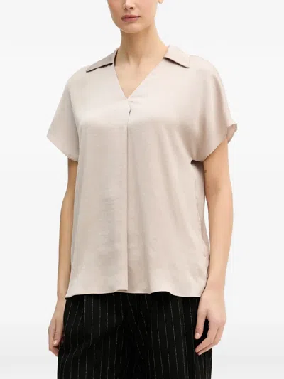 Joseph Ribkoff Collared V-neck Top In Neutral