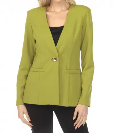 Joseph Ribkoff Collarless Long Sleeve Blazer In Fern In Green