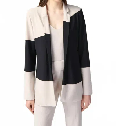 Joseph Ribkoff Color Block Bonded Straight Blazer In Moonstone/black In Multi