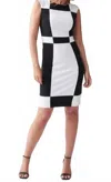 Joseph Ribkoff Color Block Dress In Black/white In Multi