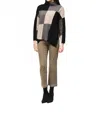 Joseph Ribkoff Color Block Pullover Mockneck Sweater In Taupe Melange/black In Black