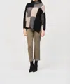 Joseph Ribkoff Color Block Pullover Mockneck Sweater In Taupe Melange/black In Black