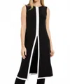 Joseph Ribkoff Color-block Sleeveless Tunic In Black/vanilla In Black