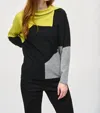 Joseph Ribkoff Color-block Sweater Top In Wasabi/black/grey/melange In Multi