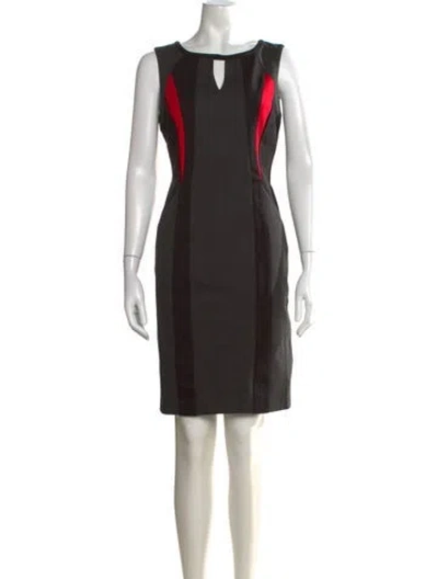 Pre-owned Joseph Ribkoff Colorblock Pattern Knee-length Dress In Black
