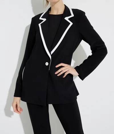 Joseph Ribkoff Contrast Lapel Blazer In Black/vanilla