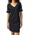 Joseph Ribkoff Knee Length Bow Sleeves Dress In Black In Black