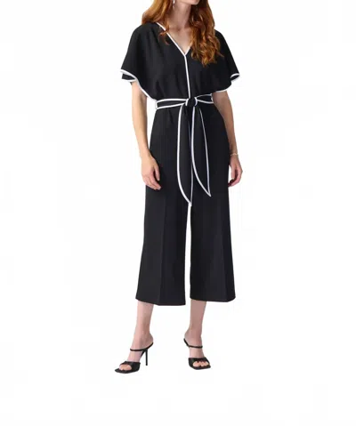 Joseph Ribkoff Contrast Trim Jumpsuit In Black/vanilla