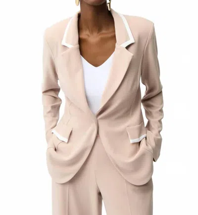 Joseph Ribkoff Contrast Trim Long Sleeve Blazer In Parchment/vanilla In Multi