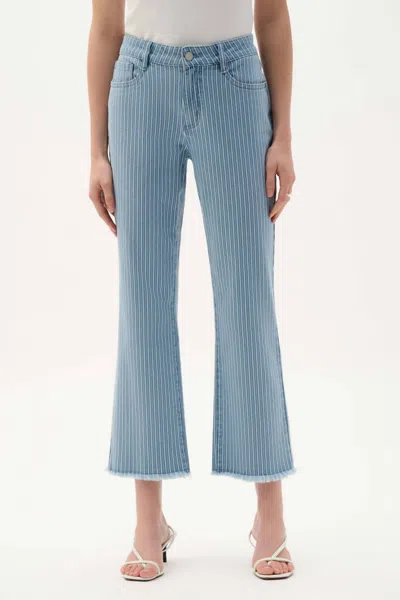 Joseph Ribkoff Cotton Denim Stripe Print Straight Jeans In Blue