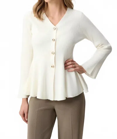 Joseph Ribkoff Cotton Knit Fit And Flare Peplum Cardigan In White