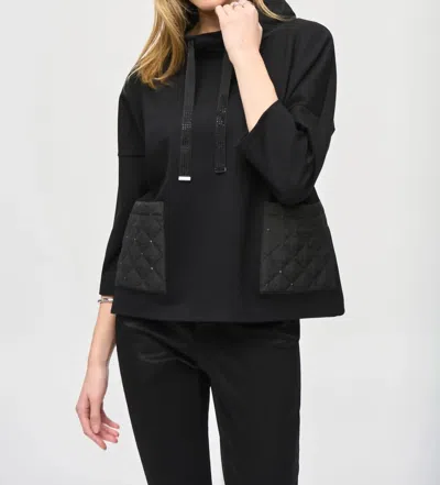 Joseph Ribkoff Cowl Collar Boxy Top In Black