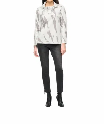 Joseph Ribkoff Cowl Neck Abstract Top In Vanilla/grey Melange In Multi